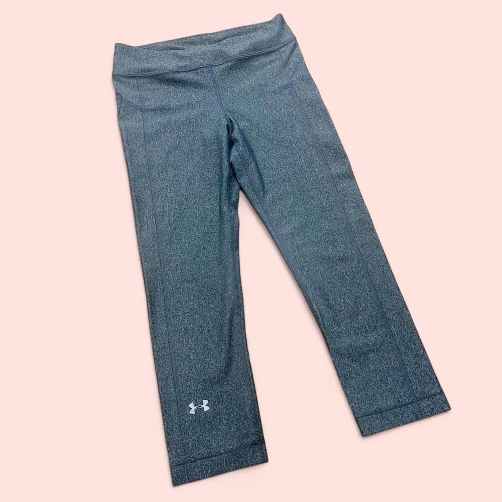 Under Armour Heat Gear Women’s Crop Leggings Mid Rise Solid Gray Compression XS